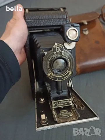 Колекционерски рядък мехов Autographic Kodak Jr. (произведен 1914-1927 и трипод , снимка 8 - Антикварни и старинни предмети - 49196326