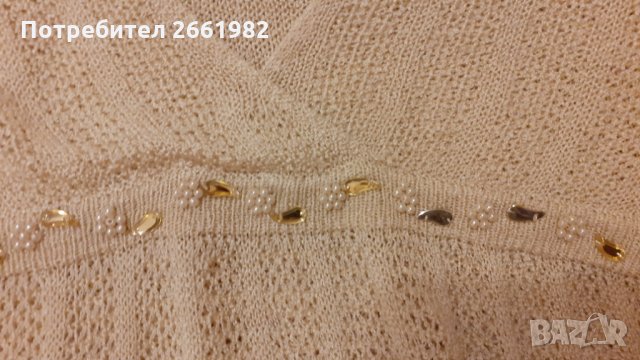 Златиста мрежеста блуза с бродирани камъчета, снимка 2 - Блузи с дълъг ръкав и пуловери - 34740848