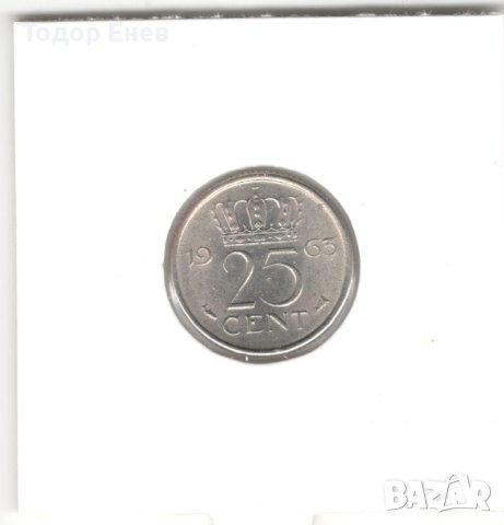 Netherlands-25 Cents-1963-KM# 183-Juliana, снимка 3 - Нумизматика и бонистика - 43837698