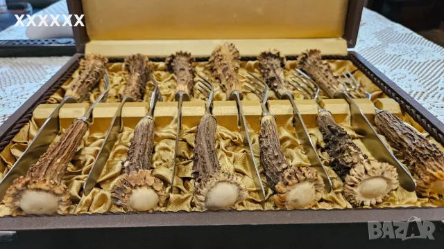 СТАРИНЕН НЕМСКИ ЛОВЕН КОМПЛЕКТ ПРИБОРИ , снимка 4 - Антикварни и старинни предмети - 49960566