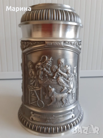 Халба за бира от калай "Рембранд" Antik*Vintage #89, снимка 3 - Антикварни и старинни предмети - 51556393