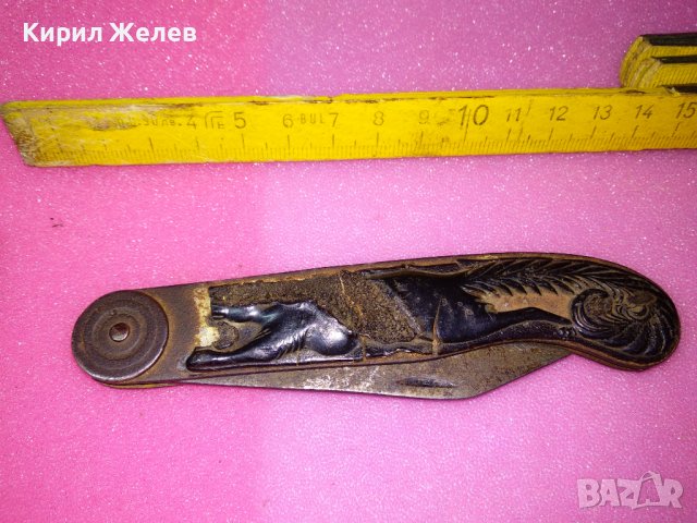 Стар КРАСИВ МНОГО РЯДЪК КОЛЕКЦИОНЕРСКИ ДЖОБЕН ЛОВЕН НОЖ БЕЛКА на ЧИРЕНИТЕ Ножка СССР НОЖЧЕ 43095, снимка 8 - Колекции - 44019113