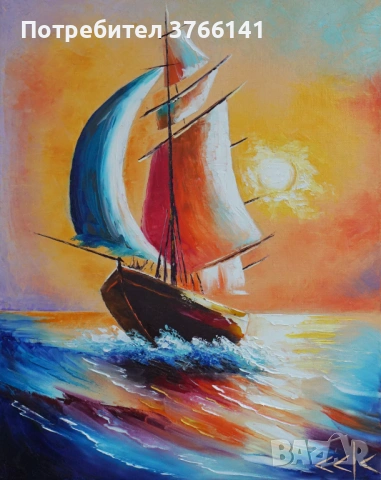 "Плаваща мечта" Картина 50х40 см, Маслена живопис с шпакла