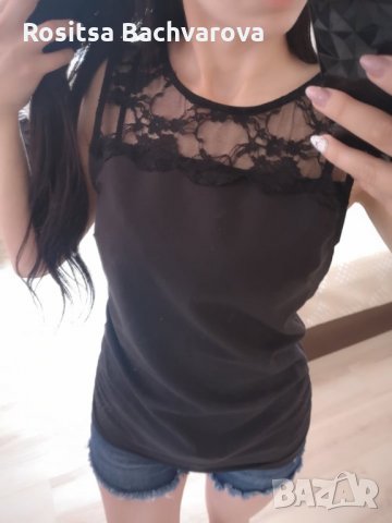 Черен топ, S размер, снимка 2 - Корсети, бюстиета, топове - 28889110