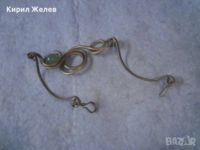 СТАРА МЕЛХИОРЕНА АРТ ГРИВНА с ЮВЕЛИРНО ПОЛИРАН ЗЕЛЕН НЕФРИТ РЪЧНА МАЙСТОРСКА ИЗРАБОТКА 32132, снимка 6 - Гривни - 37656587