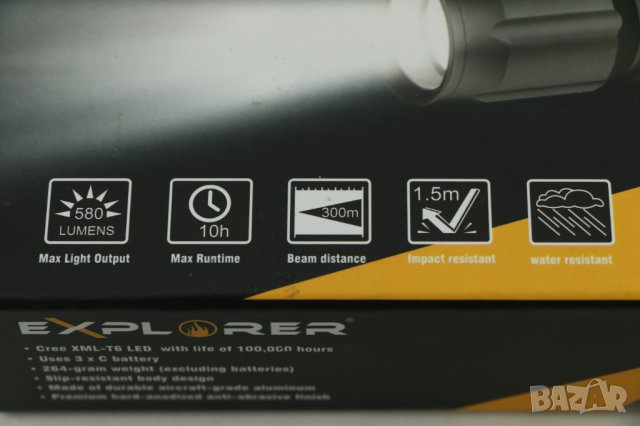  мощен фенер 580 lm, Explorer E30, Германия, снимка 11 - Прожектори - 25510779