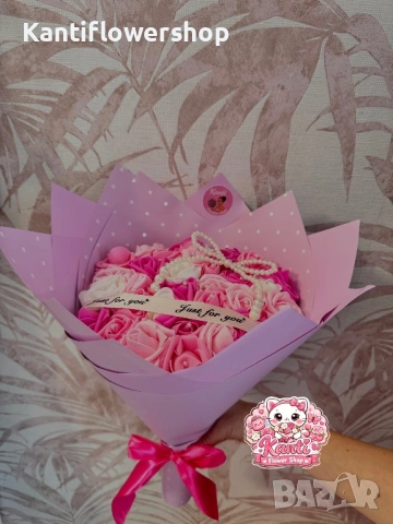 Букет вечни рози, снимка 2 - Изкуствени цветя - 53302442