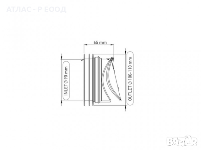 Клапа за WC тръба ф100-110, снимка 2 - Строителни материали - 44873176