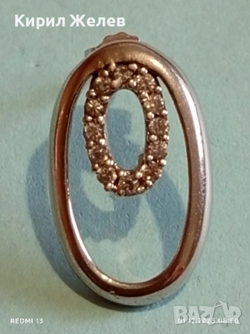 Елегантна сребърна обица проба 925 с диаманти красив стилен дизайн 21961