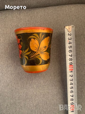 Хохлома-Красива ръчно рисувана чаша-СССР-1, снимка 2 - Антикварни и старинни предмети - 44012167