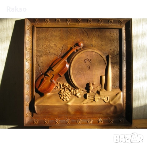 Дърворезба "Цигулка, грозде, бъчва ... ", снимка 9 - Пана - 52534007
