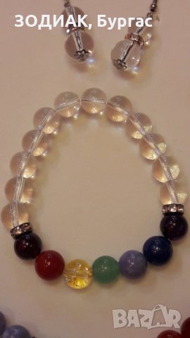 Комплект гердан, гривна, обеци - камъни, 7 чакри, снимка 4 - Бижутерийни комплекти - 26808495