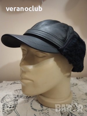 Кожена шапка с малка козирка Комфорт XL, снимка 3 - Шапки - 43414071