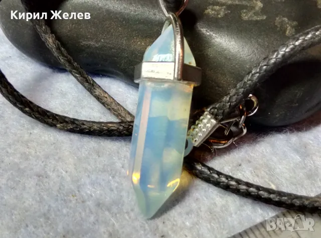 ПРЕКРАСНО ВИНТИДЖ АРТ КОЛИЕ с ВИСУЛКА от ФАСЕТИРАН ЛУНЕН КАМЪК 48781