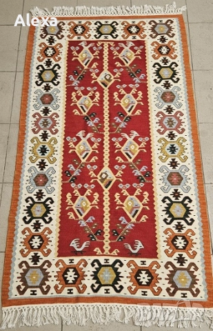 Чипровски килим Пилета 93 х 179 см ръчно тъкан вълна, снимка 2 - Килими - 52947706