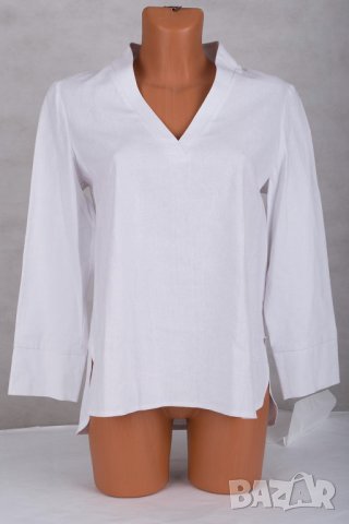 Ленена дамска блуза в бяло Enny - M, снимка 2 - Блузи с дълъг ръкав и пуловери - 43114934