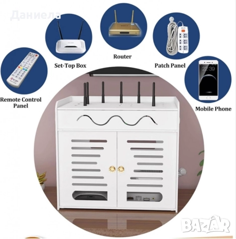 Органайзер шкаф за Wi-Fi рутер и кабели – 3 нива, бял дизайн, снимка 3 - Шкафове - 51932707