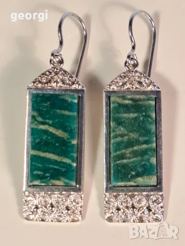 сребърни обеци с амазонит