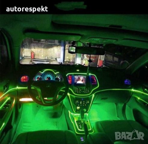 LED Зелена Диодна интериорна лента за табло 2 мт амбиентно осветление, снимка 2 - Аксесоари и консумативи - 43770964