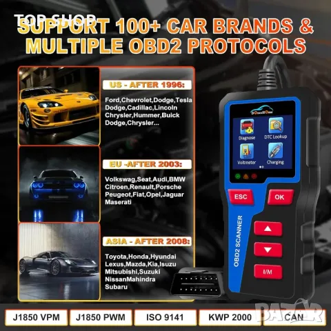Диагностика за автомобили OBD2 DH300 от 2024г. DonosHome, снимка 4 - Аксесоари и консумативи - 49156868