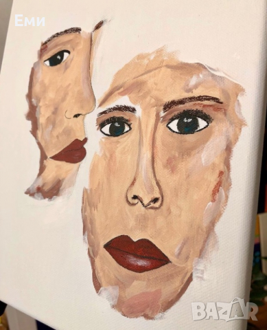 Картина Абстрактни лица , снимка 4 - Картини - 36412580