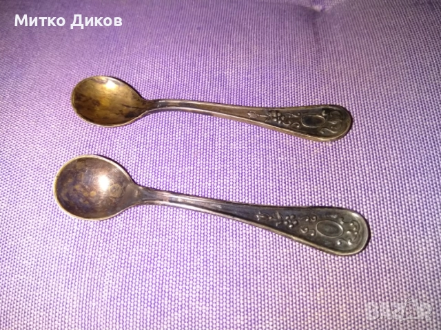 Посребрен съд за хайвер солница горчичник СССР с две лъжички и филигран 21 грама, снимка 9 - Други ценни предмети - 51553346