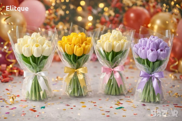 красив вечен букет лалета 