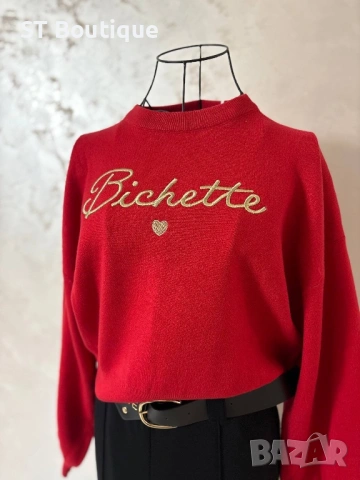 Дамска блуза с бродиран надпис, снимка 3 - Блузи с дълъг ръкав и пуловери - 53601983