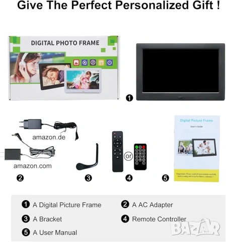 10.1" HD IPS, Мултимедийна Цифрова Фоторамка Jaihonda с Видео, Музика и дистанционно, снимка 8 - Друга електроника - 53382700