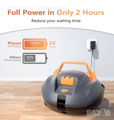 Мощна Безжична роботизирана прахосмукачка за басейн с 2 четки ,100 минути работа, снимка 8 - Прахосмукачки - 53298646