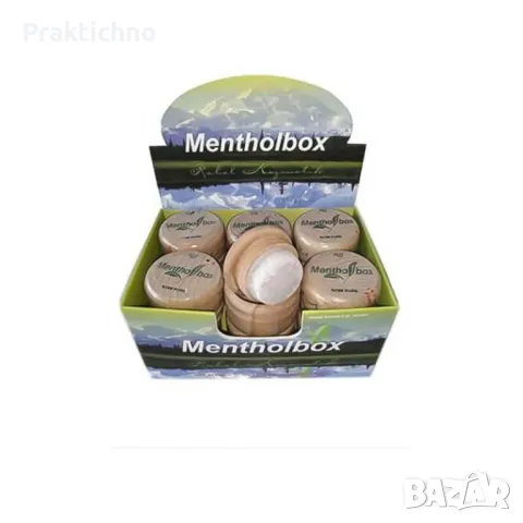 MENTHOL BOX & МАСАЖЕН КАМЪК С МЕНТОЛ 🍃🌱🍃🌱🍃 Разтривка около носа при хрема, отпушва го, снимка 5 - Козметика за тяло - 49003416