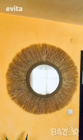 Екстравагантно огледало от рафия. Ръчна изработка! , снимка 5 - Декорация за дома - 39884030