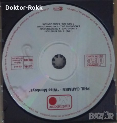 Phil Carmen – Wise Monkeys (1986, CD), снимка 3 - CD дискове - 40660300