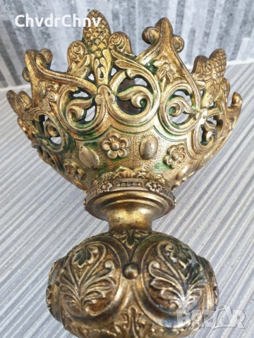 46см-3кг стар френски църковен бронзов свещник с фигури-гаргойли, снимка 2 - Антикварни и старинни предмети - 51441811