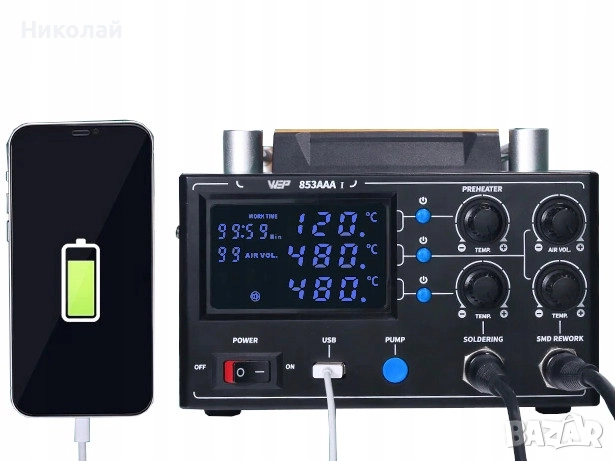 Станция за запояване WEP 853AAA-I с вграден вакуумен сепаратор 9'', поялник, снимка 7 - Друга електроника - 52288276