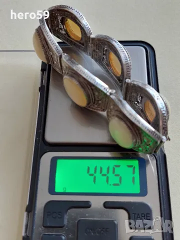 Прекрасна сребърна филигранна гривна с камъни от седеф,сребро 925-sterling, снимка 13 - Гривни - 47999153