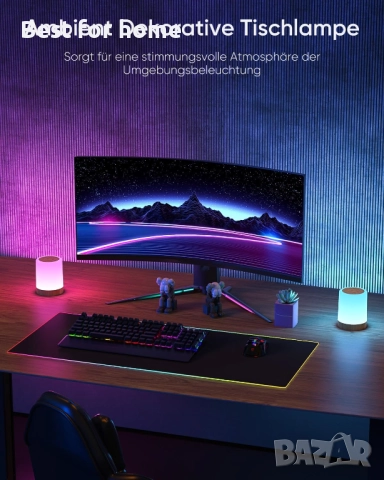 2 бр.LED нощни лампи с тъчскрийн, димируема с 256 RGB цвята и 3 режима, снимка 6 - Настолни лампи - 51823616