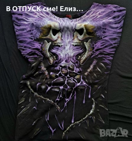 Тениска тотал принт скелет черепи MADE IN UK марка SPIRAL direct