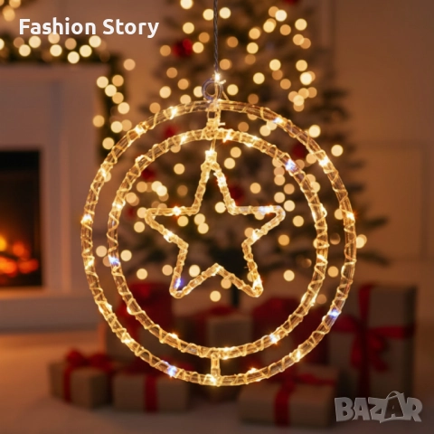 Въртяща се LED Коледна Декорация – Магически светлинен ринг за празничен уют, снимка 3 - Декорация за дома - 52553238