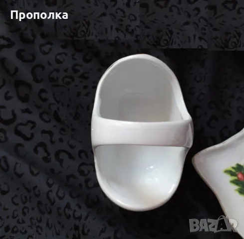 Ретро Коледен комплект, 4 части - кошничка и чинийки с елхички, снимка 4 - Чинии - 48070414