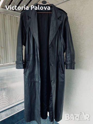 Дълъг черен кожен тренчкот,тренд, снимка 13 - Палта, манта - 32318250