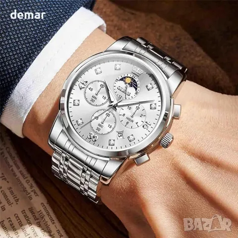 Мъжки многофункционален часовник OLEVS, водоустойчив с множество циферблати, снимка 4 - Мъжки - 49312328