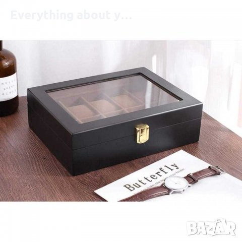 Луксозна черна дървена кутия за часовници, снимка 9 - Други - 32466257