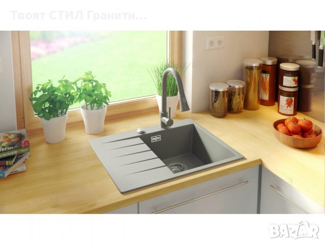 Кухненска Мивка от Гранит модел Сидни 620 x 500 Компакт - Сива, снимка 2 - Други - 38016228
