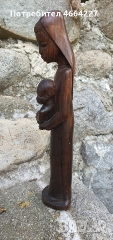 Уникална ръчно изработена дървена статуетка, снимка 4 - Антикварни и старинни предмети - 52585683