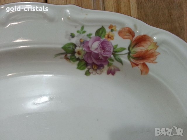 Стар български порцелан плато елипса, снимка 2 - Антикварни и старинни предмети - 34796582