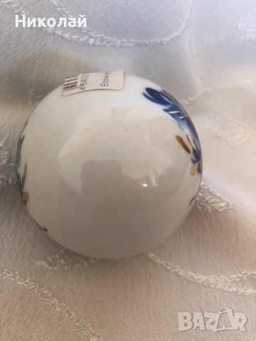 Руска порцеланова топка за елха  кобалт и злато, ръчна изработка, масивна, нова, Гжельский фарфор, снимка 8 - Декорация за дома - 52258952