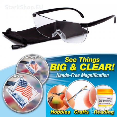 Оригинални BIG Зуум вижън диоптрични очила увеличителна лупа лупи, снимка 4 - Слънчеви и диоптрични очила - 27863083