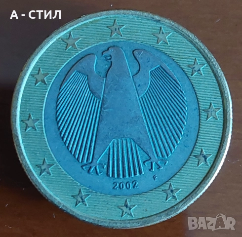 Монета 1 евро Германия 2002г. минт / буква F / 1 euro Germany 2002 letter F, снимка 2 - Нумизматика и бонистика - 52825897