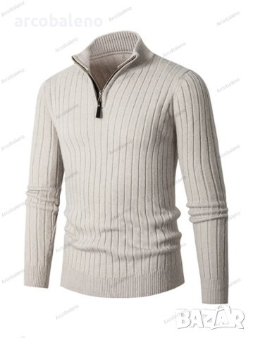 Мъжки ежедневен едноцветен еластичен плетен пуловер с кръгла яка, 5цвята - 023, снимка 5 - Пуловери - 43343538